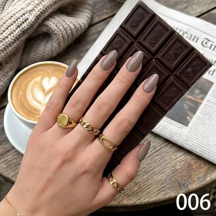 GMUME 7.5ml Coffee Latte Color Earthy Tone Brown Gel Nail Polish, UV LED Removable Nail Gel, One Bottle One Color, Professional Salon Quality Long-Lasting, Autumn/Winter Retro Aesthetic DIY Home Manicure, High Pigment Nail Polish - Brown - View 7