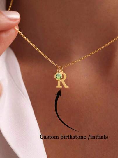 Dây chuyền chữ cái đầu tên đính đá sinh nhật theo yêu cầu, Dây chuyền chữ cái đầu tên và đá sinh nhật tùy chỉnh, Dây chuyền dành cho nữ, Phụ kiện mùa hè cho nữ, Dây chuyền mặt dây chuyền chữ cái đầu tên đính đá sinh nhật tùy chỉnh, Dây chuyền chữ cái tinh tế, Quà tặng cho mẹ, vợ, bạn gái, Quà tặng Ngày của Mẹ, Phụ kiện đi biển