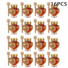 Bộ 6/16/32 hũ mật ong mini hình trái tim 60ml, kèm que khuấy, dây gai, mặt dây chuyền hình ong và thiệp cảm ơn, thích hợp làm quà tặng đám cưới. - Xem 8