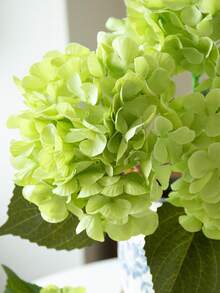 1/2 pièce(s) Plante verte artificielle de 41 cm pour le printemps/été, fleur d'hortensia fausse avec tige attachée, hortensia en soie réaliste pour décoration de bureau, fête, mariage, pièce, maison, table à manger, toutes saisons, options de couleurs multiples - Vert - Voir 3