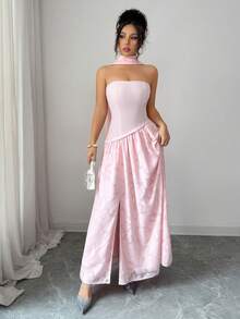 Đầm LiIyHouse mùa hè gợi cảm màu hồng ren cổ chữ V xoắn eo ôm sát, đầm không tay xòe 3D jacquard, thích hợp cho kỳ nghỉ, du lịch, tiệc tùng, hẹn hò đêm, dự đám cưới và tiệc chiêu đãi. - Hồng - Xem 6