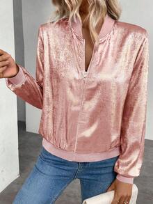 Keke Bloomly 全季節新款長袖淺灰色箔印花外套女款開襟衫 女款開襟衫鄉村風女裝粉色度假風 - 粉色 - 查看 7