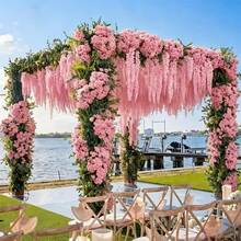 32 bông hoa anh đào nhân tạo màu hồng sống động như thật, chất liệu nhựa bền, thiết kế dây leo thác nước, thích hợp trang trí cổng cưới, tiệc tùng, sân vườn, tường và trần nhà, các ngày lễ như Lễ Tình nhân, Giáng sinh, Lễ Phục sinh, Ngày của Mẹ, Ngày Thánh Patrick, dễ bảo quản, trang trí trong nhà/ngoài trời, trang trí tiệc | Vòng hoa nhiều màu sắc | Hoa giả, Trang trí hoa - Hồng - Xem 2