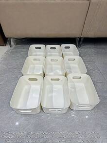 Set de 1/2/3/6 cajas de almacenamiento apilables de estilo nórdico minimalista, con acabado mate y diseño modular, adecuadas para el tocador y el escritorio de la oficina, para mantener el orden, organizador de cocina para el Día de la Madre/Padre - Multicolor - Ver 4