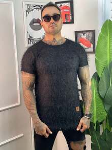 Premium Fleece-Lined T-Shirt With Subtle Sheen – Luxury Fashion Style, Super Comfortable And Striking Look - Black - View 1