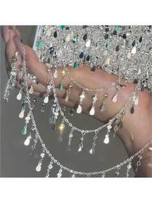 1米叠层水滴形水钻铜链，服装DIY链条配件，项链手链首饰制作材料批发 - 1米 - 查看 11