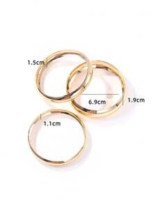 1 set de 3 brățări minimaliste simple, în mărimi mici, medii și mari, potrivite pentru femei, pentru a fi purtate zilnic, casual, la petreceri și în toate anotimpurile. - Set de brățări - Vizualizare 2