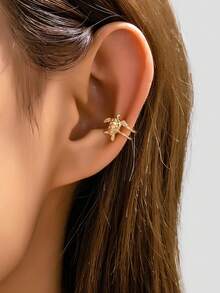 1件装女士海龟耳夹式耳环，无需耳洞，波西米亚海滩海洋动物耳夹，可爱海龟耳环，适合夏季度假 - 金色 - 查看 3