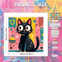 1件/2件猫主题数码油画套装，DIY卡通动物涂色艺术，家居装饰，万圣节和圣诞节礼物 - 玫瑰紅 - 查看 10