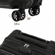 18" Hard Shell Carry On - Mini Small Suitcase With Wheels - Black - View 3