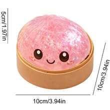 Dumpling Squishy Toy With Steamer Box, Glitter Pink Slow Rising Fidget Squishies, Sensory Toys For Classroom, Stress Relief Anxiety Fidgets For Adults Kids, Kawaii Food Shaped Collectible Squishies, Party Favors, Soft Pinch Gift, Glitter Pink - 閃光 - 查看 2
