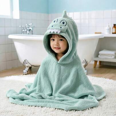 1-6 Years Old Kids/Toddlers Soft & Skin-Friendly 3D Hooded Towel, Suitable For Travel, Beach, Bathing, 1pc