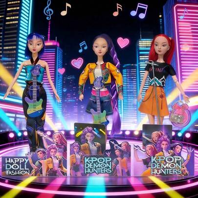 1个女巫猎杀小组恶魔猎杀小队K-POP玩偶，佐伊乙烯基人偶玩具，可收藏的K-Pop偶像可动人偶，可爱角色玩偶，粉丝趣味替代品，K-Pop周边礼品[由于运输、生产工艺和手工组装，您收到的玩偶可能存在色差]