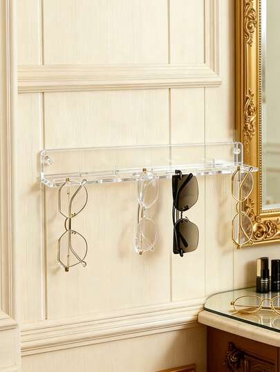 1 Giá đỡ trưng bày kính mắt bằng acrylic trong suốt/đen - Giá treo kính mắt gắn tường, không cần khoan, giá đỡ kính mắt dán tường, phụ kiện trang trí nhà cửa, thích hợp cho tiệc sinh nhật, đám cưới, văn phòng, món quà hoàn hảo cho bạn bè, gia đình, đồng nghiệp, vật dụng cần thiết cho sinh viên.