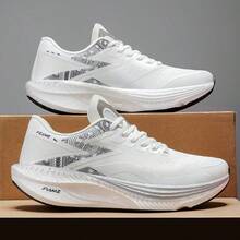 Women's Fashion Sports Running Shoes, Summer Versatile Carbon Plate Competitive Racing Shock Absorption Rebound Professional Marathon Training Sneakers - White - View 2