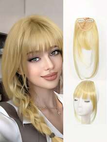 Peluca sintética de una pieza resistente al calor y transpirable con flequillo de dibujos animados, adecuada para mujeres de estatura pequeña con frentes y flequillos naturales, para verano, con ganchos para el cabello, para vacaciones - Multicolor - Ver 14