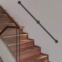 [SHZICMY]Pipe Stair Handrail, 5FT Staircase Handrail, Galvanized Iron Pipe Handrail, Industrial Pipe Handrail With Wall Mount Support, Round Corner Wall Handrailings For Indoor, Outdoor - 5 Feet - View 3