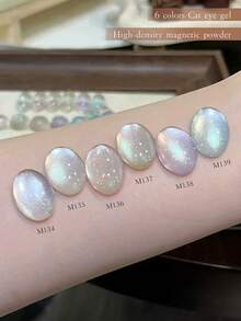 XEIJAYI 10ml Glass Bead Cat Eye Nail Polish, Holographic Cat Eye Magnetic Gel, Reflective Cat Eye Nail Gel Suitable For UV LED Lamp, Women Nail Art Tools - Multicolor - View 2