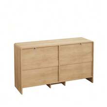 130 Cm Long, Arched Corner Rattan Cabinet With 6 Drawers, Suitable For Living Room, Bedroom And Kitchen, Natural - 駝色 - 查看 8