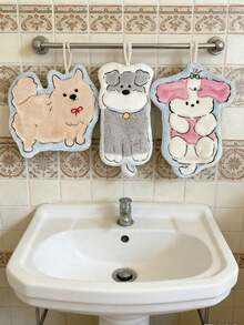 1pc Cute Puppy Shaped Towel, Highly Absorbent, Hanging Design Suitable For Kitchen, Bathroom, Room Decor, Easy To Clean, Kitchen Towel, Bathroom Accessory (Actual Product Color May Slightly Differ From The Picture) - Multicolor - View 6
