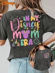 Disney License T Shirts,In My Disney Mom Era Women's Graphic T-Shirt, Cute Disney Minnie Mouse Head Castle Print Crew Neck Casual Loose Fit Short Sleeve Tee, Mom Life Summer Tops For Disney Theme Park Trip Daily Wear ,Camiseta, Summer Outfits For Women, Summer Clothes, Summer Tops, Tops For Women, Festival Outfits, Summer Tops For Women, Mother's Day, Mother's Day Clothing, Gifts For Family And Friends, Spring Outfits For Women, Officially Licensed Disney T-Shirts, Disney Men's And Women's Spring/Summer Fashion Casual Short-Sleeve T-Shirts - Grey - View 1