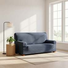 Kiva Jacquard Stretch Sofa Cover, 2-Seater, Universal Fit And Breathable, Various Colors Available – Sofa Cover, Anti-Wear Protection, Non-Slip Design With Elastic Band - 藍色阿喀琉斯 - 查看 2