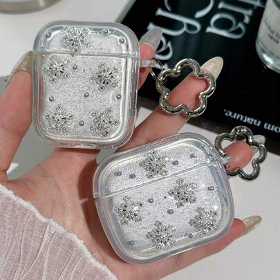 This Stylish Apple Earphone Case Features A Unique, Shimmering Snowflake Knot Finish And A Snowflake-Shaped Charm. It's Shockproof, Protects Your Earphones, And Dustproof, Making It Fashionable And Suitable For Teenagers And Young Adults. It Can Be Used Daily Or Given As A Unique Gift.