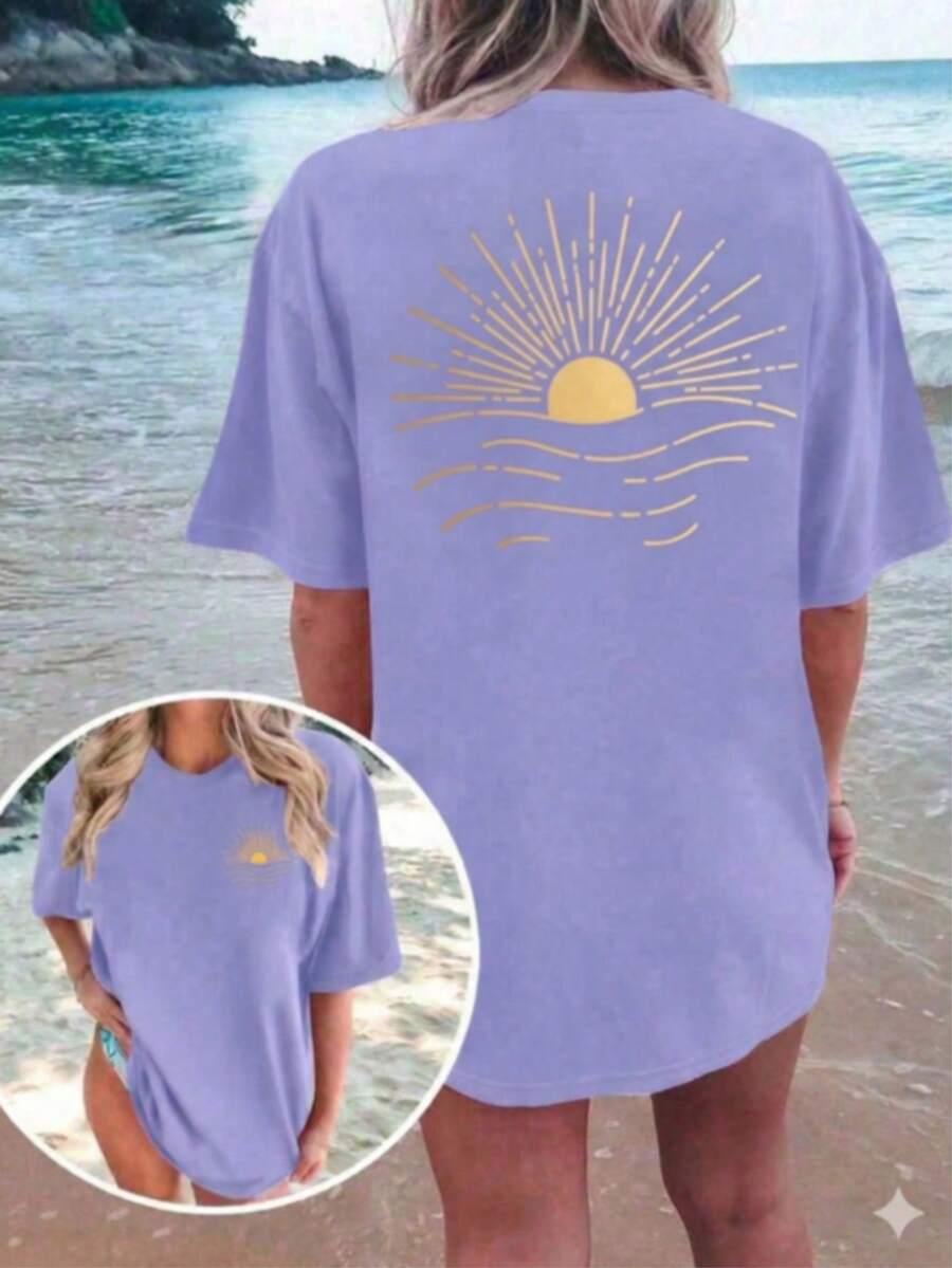 Men's Graphic Tee, Oversized T Shirt Men, Vintage Graphic T Shirt, Streetwear T Shirt Men, Graphic Tees For Men, Casual Loose Fit T Shirt, Summer T Sh - 紫色 - 查看 1