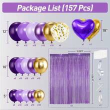 Kit de 157 guirnaldas de globos morados y dorados con cortina de flecos para niña, princesa, mujer, cumpleaños, novia, baby shower, compromiso, bodas, fiestas - estampado de vaca RGB - Ver 10