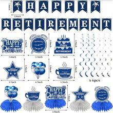 Juego de 20 piezas de decoración para fiestas de jubilación para hombres, globos de fondo de jubilación color azul y plateado para centro de mesa, pompones de papel de remolino para fiestas - oro rosa - Ver 9