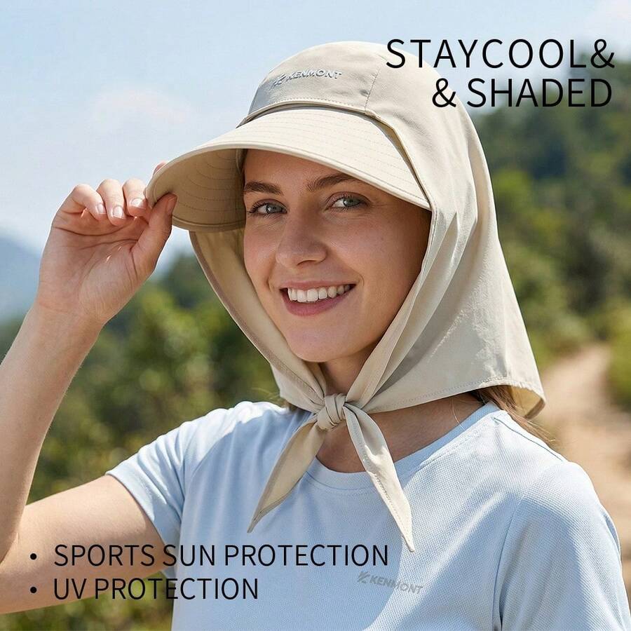 Mũ chống nắng nữ UPF50+ chống tia UV, vành rộng, có nắp che cổ, dây buộc điều chỉnh được, nhanh khô, nhẹ, thích hợp cho đi biển, du lịch và sử dụng hàng ngày vào mùa hè. - A - Xem 1