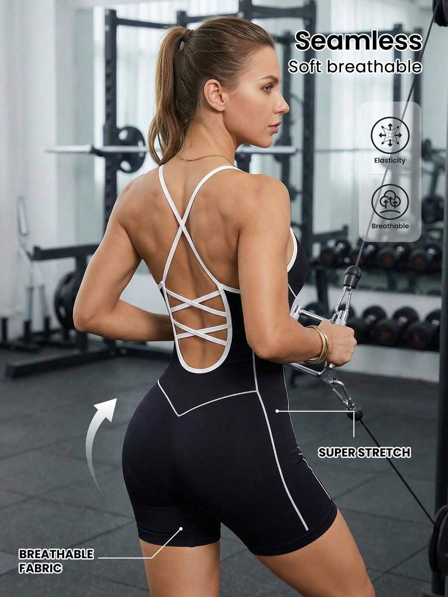 Bộ đồ liền thân thể thao yoga thời trang dành cho nữ, trang phục tập gym cho nữ. - màu đen - Xem 1
