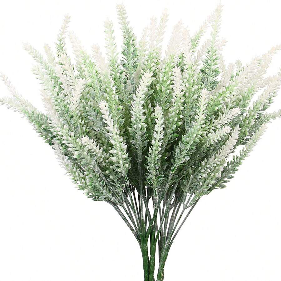 2支装抗紫外线人造薰衣草花 - 塑料仿真藤蔓植物，适用于户外、花园、门廊、窗台花箱、家居及桌面装饰 - 适合团聚场合的紫色仿真花 - 綠色 - 查看 1