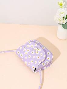 Bolso de concha cruzado de metal decorado con estampado de mariposa miniatura - Flor morada - Ver 7