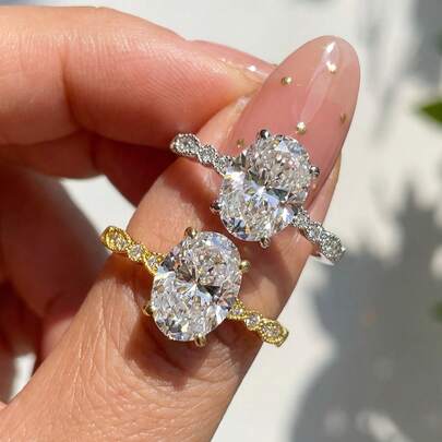 1 chiếc nhẫn hình bầu dục khảm đá mắt ngựa, chi tiết đá mắt ngựa hình bầu dục thanh lịch, phụ kiện đeo ngón tay thời trang