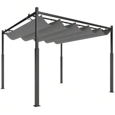 Pergola ok. 3x3 m, wolnostojąca zadaszenie tarasu z przesuwanym dachem, podkładka magnetyczna, słupek 8 cm, odporna na promieniowanie UV