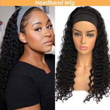 Jerry Curly 3 In 1 Half Wig Drawstring Band Wear Go Wig Invisible Hairline Human Hair Wigs Glueless Put On And Go Beginner Friendly Deep Wave Wigs Human Hair Drawstring Headband Wig For Women - Natural Black - View 27