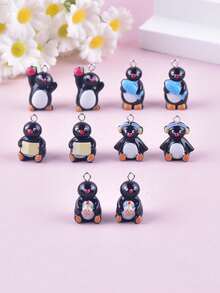 10 buah Liontin Resin Penguin untuk Anting dan Kalung, Aksesoris Perhiasan DIY - MultiWarna - View 15
