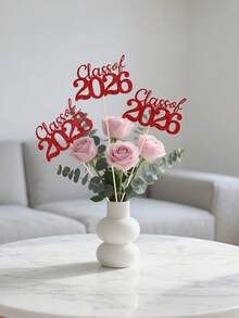 12件套2026闪光毕业典礼中心装饰品，2026红色毕业典礼中心装饰品，红色闪光2026桌面中心装饰品，双面2026毕业典礼桌面中心装饰品，带支架的2026红色双面毕业典礼桌面中心装饰品，适用于高中和大学毕业派对桌面中心装饰品和花瓶装饰 - 紅色2026花瓶紙插花 - 查看 9