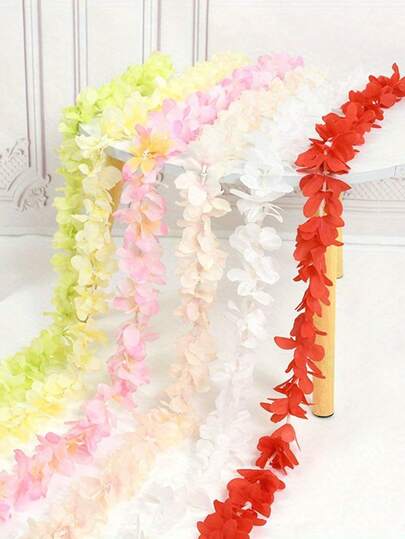 1pc/5Pcs Artificial Cherry Blossom Vine, Purple Wisteria Garland, Silk Flower Strings, Reusable Silk Fabric Flowers Suitable For Wedding, Party, Home Decor, Housewarming, Patio & Wall Decor, Bedroom, Kitchen, Artificial Plants, Valentine's Day, Mother's Day, Spring Decoration, Party & Holiday Decor