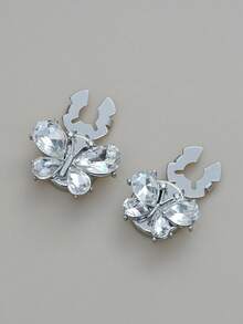 1/2/4pcs 21/25mm Multi-Color Crystal Rhinestone Butterfly Shaped Snap Button Covers, Detachable Snap Button Caps, Crystal Fashion Buttons For Dresses, Suits, Shirts, Accessories, Lead-Free - Multicolor - View 8