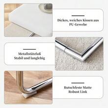 Leather Bench With -Plated Frame – 130cm Modern Bench For Dining Room, Hallway & Living Area - White - View 8