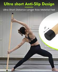 5ft Yoga Stick For Enhanced Mobility Flexibility Non Slip Exercise Dowel For Pilates Stretching Portable Balance Pole - 2 PCS 58 Inches 58 Inches Natural Bamboo - View 4