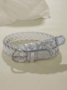 1pc Women's Fashion Woven Belt, Square Buckle, Suitable For Dresses, Halloween, Summer, School Autumn And Other Occasions - Belt - View 13