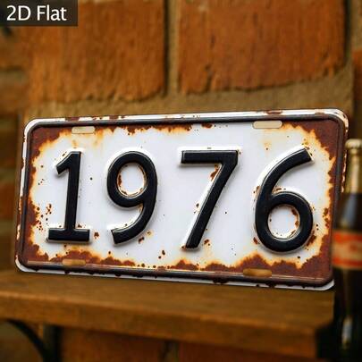 2D Flat, 1pc Industrial Vintage Wall Decor Sign - 12"X6" Distressed Metal Plaque With 1976 Retro Design, Multipurpose Vintage Decor For Home, Outdoor & Holidays, Home Accents, Retro Style Sign, For Decorative Use Only, 2D Flat Decorative