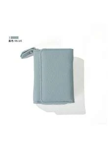 Pomelo Best Pomelo 女士最佳三折小钱包，仿皮超薄卡包，带拉链零钱包 - 彩色 - 查看 13