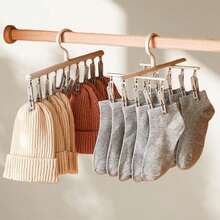 1/2/3 piezas Tendedero giratorio multifunción, adecuado para secar calcetines, ropa interior, 10 pinzas Percha para ropa resistente al viento - Ver 8