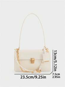 Women's Shoulder Bag, Commuter Knot Chain One Shoulder Underarm Bag, Detachable Strap And Chain, Ladies Handbag, Designer Handbag, Fashionable Buckle And Colorful Accessories Series, Perfect Gift For Friends And Teenagers, Mother's Day Gift - White - View 3