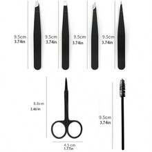Bộ 6 nhíp đen, nhíp tỉa lông mày bằng thép không gỉ màu đen, nhíp chính xác chất lượng cao, nhíp tẩy lông đa năng, bộ nhíp tỉa lông mày, nhíp tỉa lông mày bằng thép không gỉ, bộ dụng cụ tỉa lông mày, dụng cụ trang điểm làm đẹp. - Nhíp - Xem 5