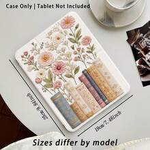 Ốp lưng máy tính bảng bằng acrylic trong suốt họa tiết hoa và sách, có chân đế, tương thích với Samsung A9/A9+/S9/S9FE/A11/A11+/S11/S10 FE/S10 FE+/S10 Lite và Apple A16 2025, Air 11/13, M3 2025, Mini 7 A17, Pro 2024, Air 11/13, M2 2024, Pro 11/13, M4 2024, cũng như các mẫu phổ biến khác từ Honor, v.v. Có thể gập lại và các góc được gia cố bằng silicon. - Nhiều màu - Xem 3